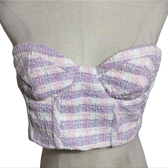 NWT Zara Pink Tweed Bra Top - Picture 2 of 7